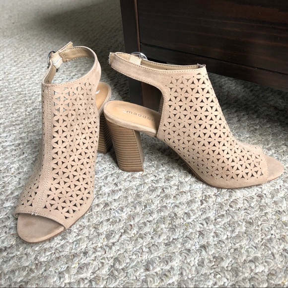 Madden Girl Shoes - Tan floral cut out heels